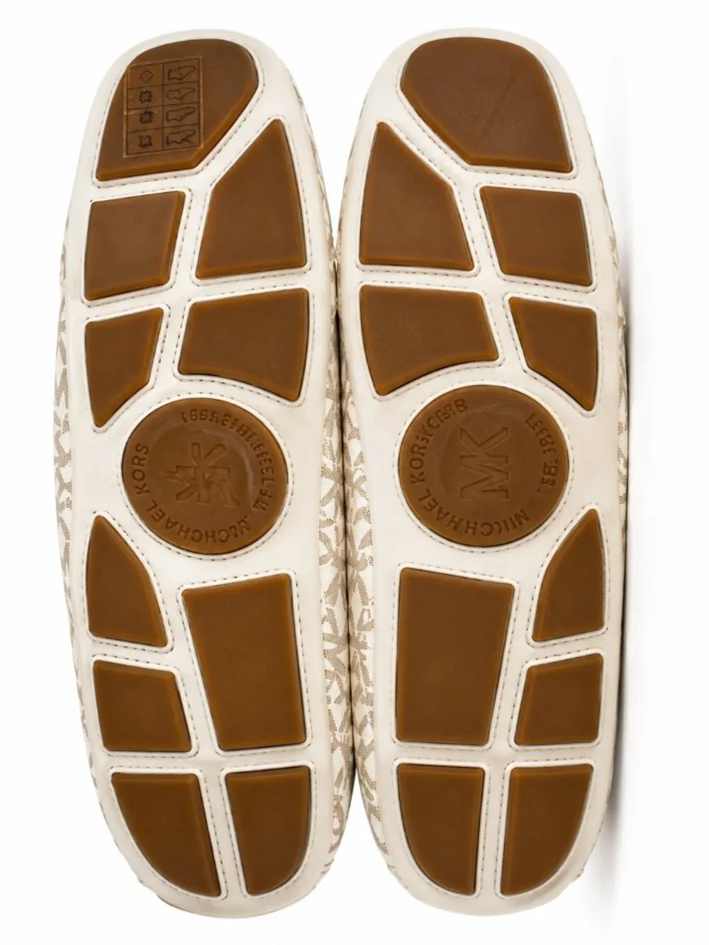 Michael Kors Fulton Studded Logo Moccasin Flats in Vanilla Cream